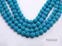 Wholesale 13mm Round Blue Carved Turquoise Beads String