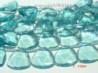Wholesale 28mm Triangular Transparent Faceted Simulated Aquamarine Pieces String