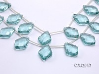 Wholesale 25x35mm Rhombic Transparent Faceted Simulated Aquamarine Pieces String