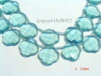 Wholesale 25mm Flower-shaped Transparent Simulated Aquamarine Pieces String