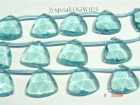 Wholesale 25mm Triangular Transparent Simulated Aquamarine Pieces String