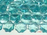 Wholesale 26mm Flower-shaped Transparent Faceted Simulated Aquamarine Pieces String