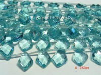 Wholesale 18x26mm Diamond-shaped Transparent Faceted Simulated Aquamarine Pieces String