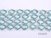 Wholesale 15mm Square Transparent Faceted Simulated Aquamarine Pieces String