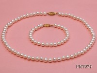 7-7.5mm White Round Freshwater Pearl Necklace and Bracelet Set