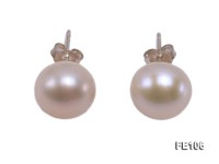 10mm Pink Flat Cultured Freshwater Pearl Earrings