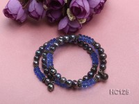 3 strand black freshwater pearl and crystal bracelet