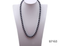 10mm shiny black round seashell pearl necklace