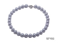 14mm silver grey round seashell pearl necklace