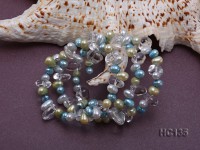 3 strand colorful freshwater pearl and crystal bracelet