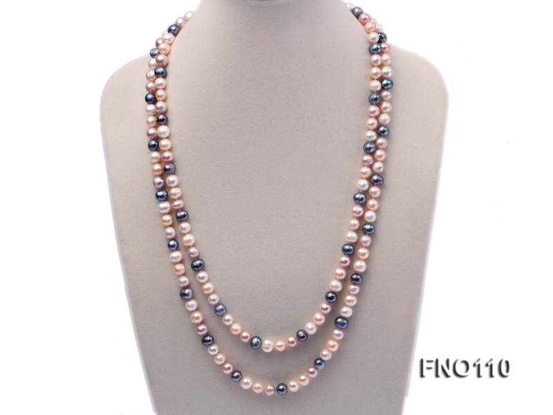 9-10mm multicolor round freash water pearl necklace