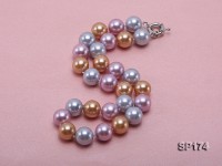 14mm multicolor round seashell pearl necklace