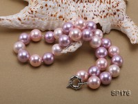 14mm pink and purple round seashell pearl necklace