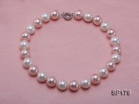16mm white & pink round seashell pearl necklace