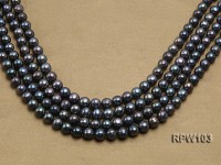 Wholesale  A-grade 8.5-10mm Black Blue Round Freshwater Pearl String