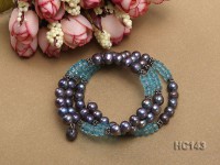 3 strand 6-7mm bule freshwater pearl and crystal bracelet