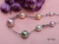 8-16mm colorful round seashell pearl station necklace