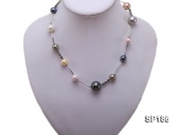 8-16mm colorful round seashell pearl station necklace