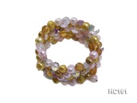 5 strand colorful freshwater pearl and crystal bracelet