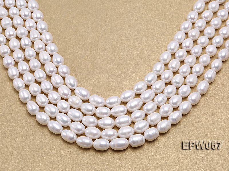 Wholesale 9.5x13mm Classic White Rice-shaped Freshwater Pearl String