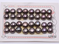 Wholesale Cards of 11-12mm Black Flat Freshwater Pearls—16 Pairs