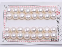 Wholesale Cards of 11mm Classic White Flat Freshwater Pearls—16 Pairs