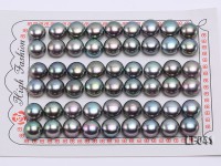 Wholesale Cards of AA-grade 9-9.5mm Black Flat Freshwater Pearls—27 Pairs