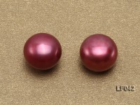 Wholesale Cards of 9-9.5mm Red Flat Freshwater Pearls—30 Pairs