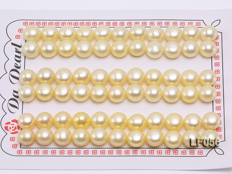 Wholesale Cards of 8-8.5mm Light Yellow Flat Pearls—33 Pairs