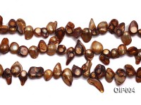 Wholesale & Retail 9X11mm Coffee Irregularly-shaped Pearl String