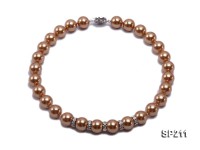 Stunning 14mm coffee round seashell pearl necklace