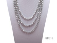 Super Long 8mm round grey seashell pearl necklace