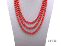 8mm super long Coral-red seashell necklace