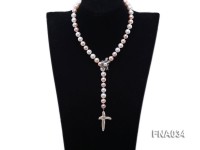 Classic White, Pink and Lavender Freshwater Pearl Necklace with a Cross-shaped Pendant