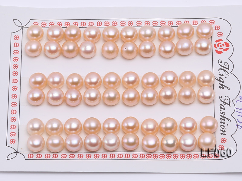 Wholesale Cards of AA-grade 9-9.5mm Pink Flat Freshwater Pearls—30 Pairs