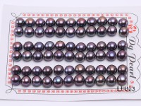Wholesale Cards of 8-8.5mm Black Flat Pearls—33 Pairs