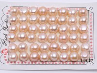 Wholesale Cards of AA-grade 11.5-12mm Natural Pink Flat Freshwater Pearls—24 Pairs