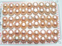 Wholesale Cards of 10-10.5mm Pink Flat Pearls—27 Pairs