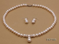 7-8mm White Freshwater Pearl Necklace and Earrings Set