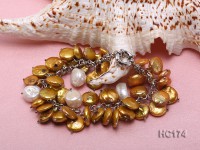 yellow and white button freshwater pearl bracelet