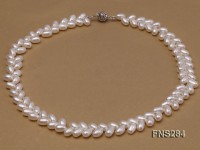 7*10mm natural white selected oval freshwater pearl single strand necklace