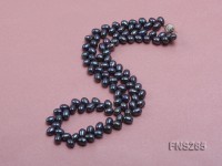 5*8mm Dark Black Oval Freshwater Pearl Single Strand Necklace