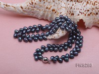 5*9mm black oval freshwater pearl single strand necklace