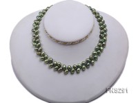 5*8mm green selected oval freshwater pearl single strand necklace