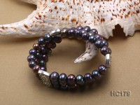 3 strand 8-9mm round black freshwater pearl bracelet