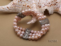 3 strand 8-9mm pink round freshwater pearl bracelet