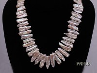 Classic 7×19-9x25mm Pink Tooth-shaped Freshwater Pearl Necklace