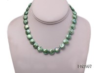 Classic 12-14mm Green Button Freshwater Pearl Necklace