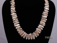 Classic 7.5×18-7x20mm Pink Tooth-shaped Freshwater Pearl Necklace