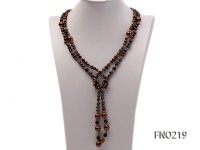 7-8mm black flat freshwater pearl with seashell pearl beads necklace